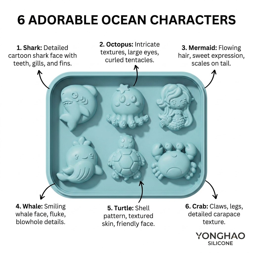 6-Cavity Mermaid Sea Creatures - огляд і ціна Baby Food Jelly